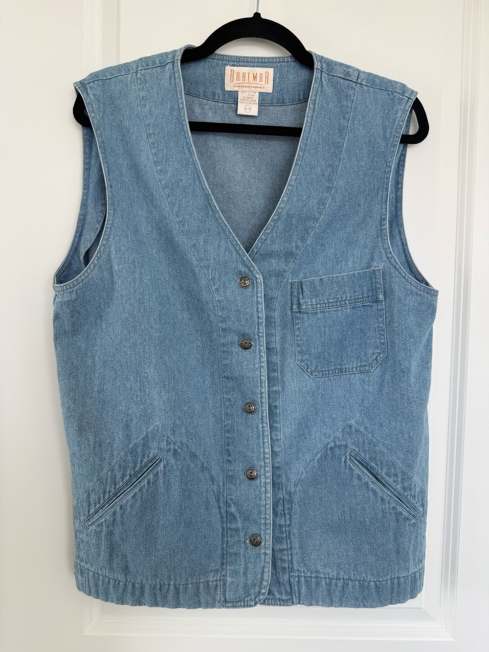 Brannor Women's Light Blue Denim Vest - Sleeveless Button Front